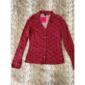 Boden Women's Red Circle Pattern Button Shirt Small Cottagecore Classiccore NWT